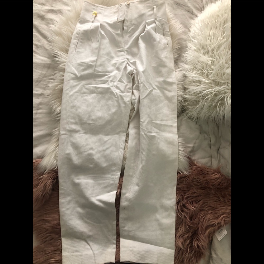 High waist white pants